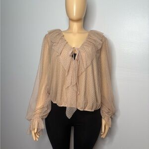 Chic Ruffle Blouse - Beige